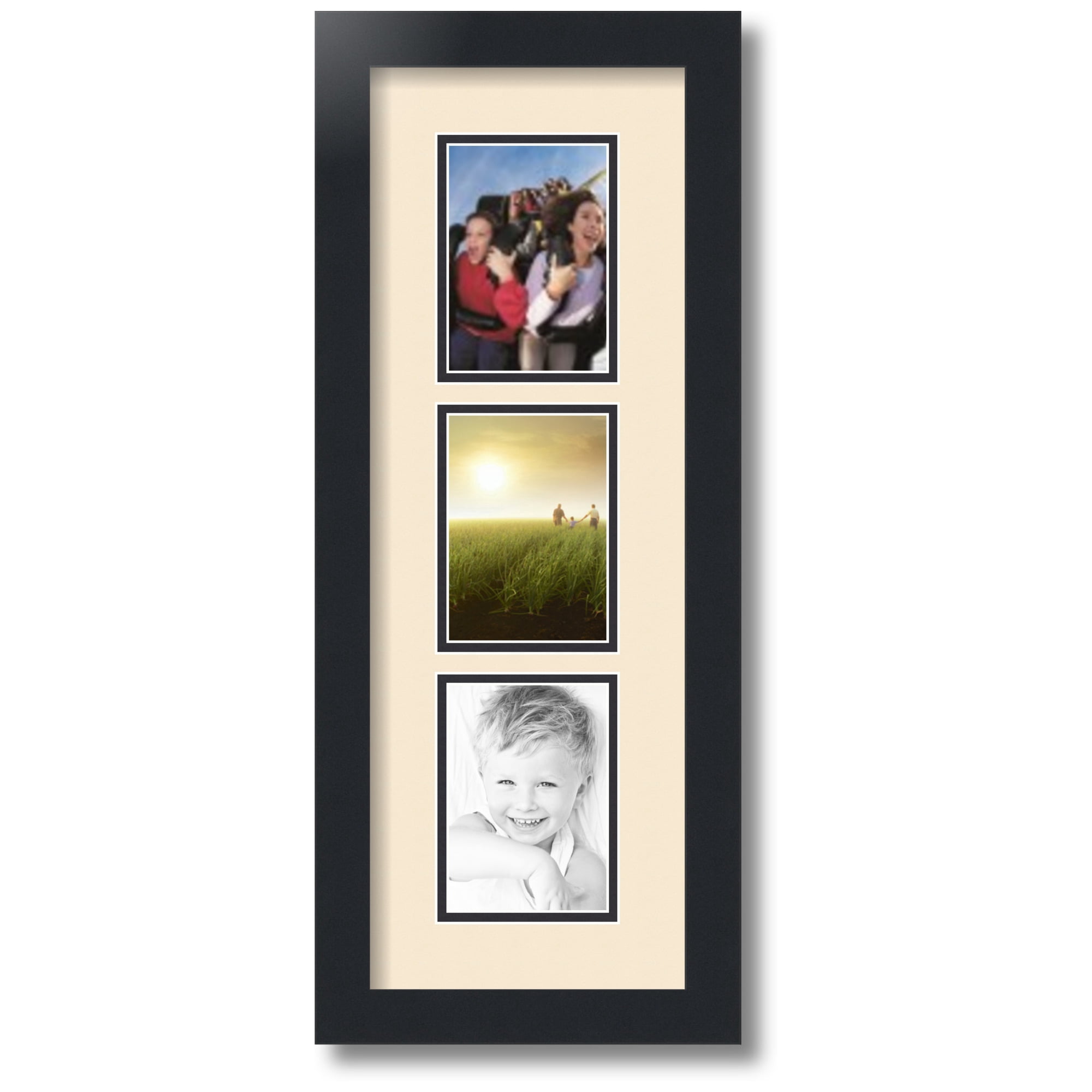 ArtToFrames Collage Photo Picture Frame with 3 - 3.5x5 Openings, Framed in Black with Alabaster and Black Mats (CDM-3926-73)