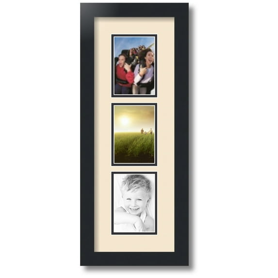 ArtToFrames Collage Photo Picture Frame with 3 - 3.5x5 Openings, Framed in Black with Alabaster and Black Mats (CDM-3926-73)