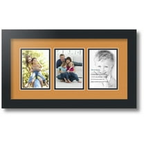ArtToFrames Collage Photo Picture Frame with 3 - 3.5x5" Openings, Framed in Black with Amber and Black Mats (CDM-3926-29)