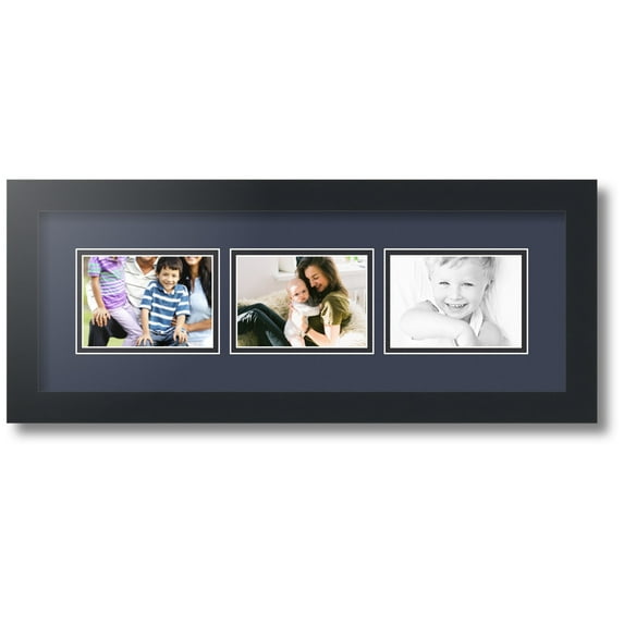 ArtToFrames Collage Photo Picture Frame with 3 - 3.5x5 Openings, Framed in Black with Blue Jay and Black Mats (CDM-3926-67)