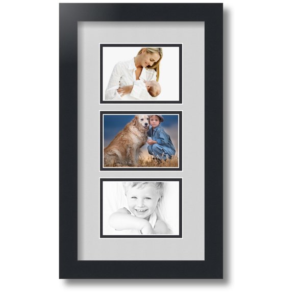 ArtToFrames Collage Photo Picture Frame with 3 - 3.5x5 Openings, Framed in Black with Candlewick and Black Mats (CDM-3926-901)
