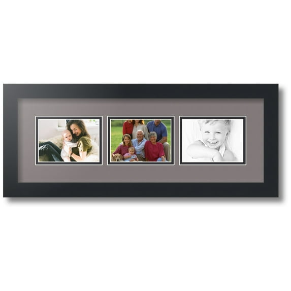 ArtToFrames Collage Photo Picture Frame with 3 - 3.5x5 Openings, Framed in Black with Pewter and Black Mats (CDM-3926-67)
