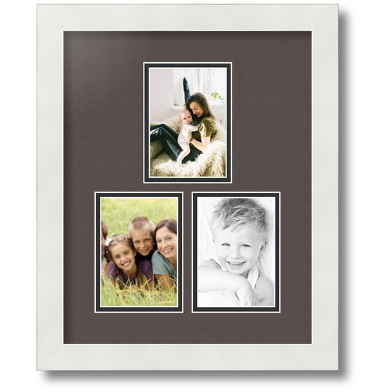 ArtToFrames Collage Photo Picture Frame with 3 - 3.5x5 Openings, Framed in White with Chestnut and Black Mats (CDM-3966-82)