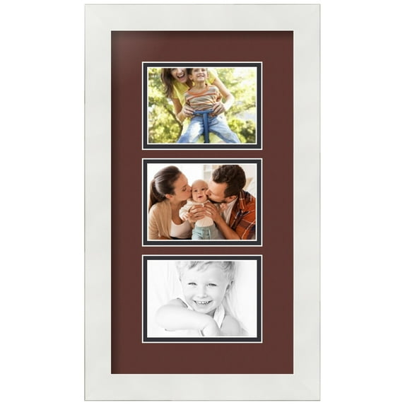 ArtToFrames Collage Photo Picture Frame with 3 - 3.5x5" Openings, Framed in White with Maroon and Black Mats (CDM-3966-871)