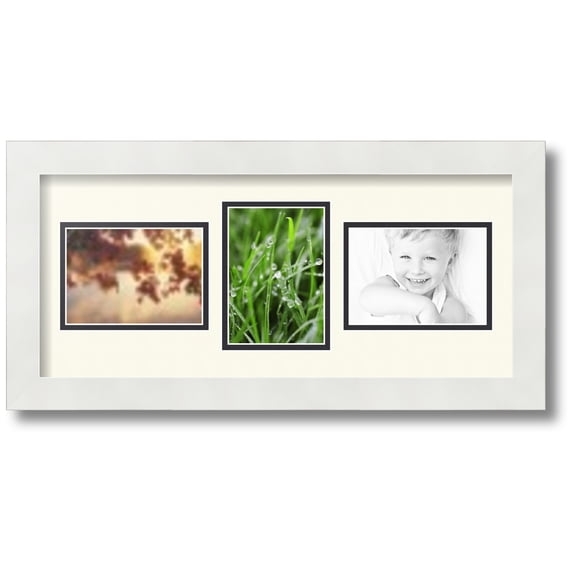 ArtToFrames Collage Photo Picture Frame with 3 - 3.5x5 Openings, Framed in White with Off White and Black Mats (CDM-3966-99)
