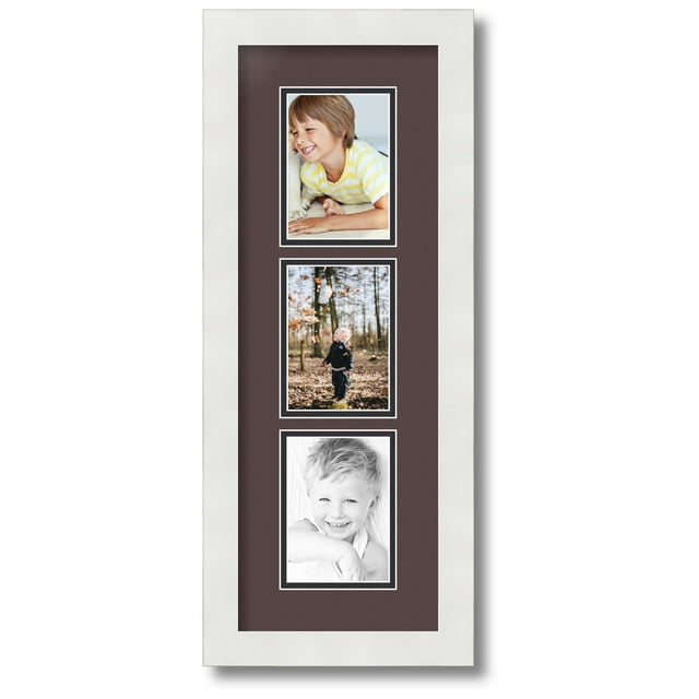 ArtToFrames Collage Photo Picture Frame with 3 - 3.5x5 Openings, Framed in White with Peat and Black Mats (CDM-3966-73)