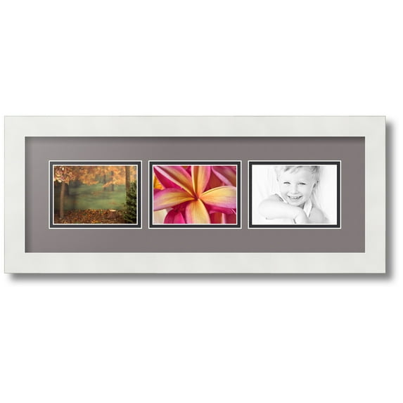ArtToFrames Collage Photo Picture Frame with 3 - 3.5x5 Openings, Framed in White with Pewter and Black Mats (CDM-3966-67)