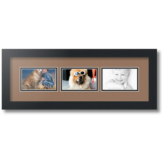ArtToFrames Collage Photo Picture Frame with 3 - 3x5 Openings, Framed in Black with Sandpiper and Black Mats (CDM-3926-67)