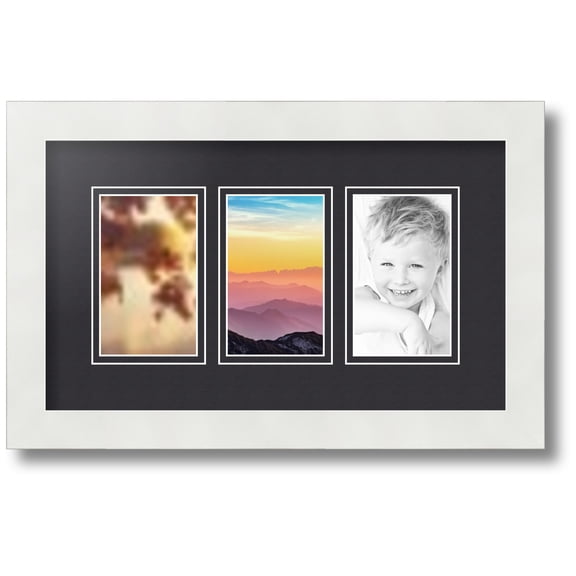 ArtToFrames Collage Photo Picture Frame with 3 - 3x5 Openings, Framed in White with Black and Black Mats (CDM-3966-65)