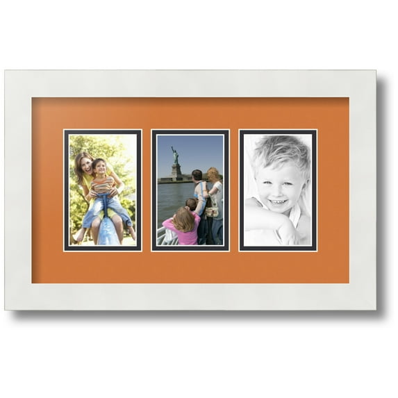 ArtToFrames Collage Photo Picture Frame with 3 - 3x5 Openings, Framed in White with Octoberfest and Black Mats (CDM-3966-65)