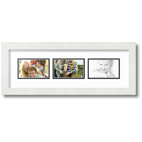 ArtToFrames Collage Photo Picture Frame with 3 - 3x5 Openings, Framed in White with Super White and Black Mats (CDM-3966-67)