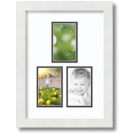 ArtToFrames Collage Photo Picture Frame with 3 - 3x5 Openings, Framed in White with Super White and Black Mats (CDM-3966-82)