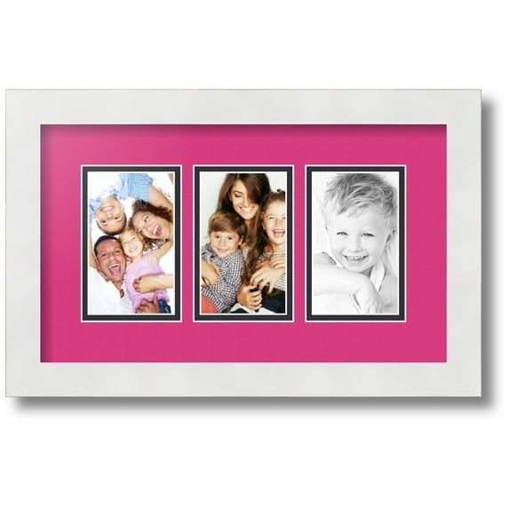 ArtToFrames Collage Photo Picture Frame with 3 - 3x5" Openings, Framed in White with Tulip and Black Mats (CDM-3966-22)