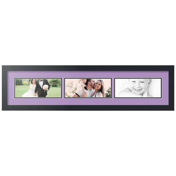 ArtToFrames Collage Photo Picture Frame with 3 - 4x10" Openings, Framed in Black with Lavender Mist and Black Mats (CDM-3926-1560)