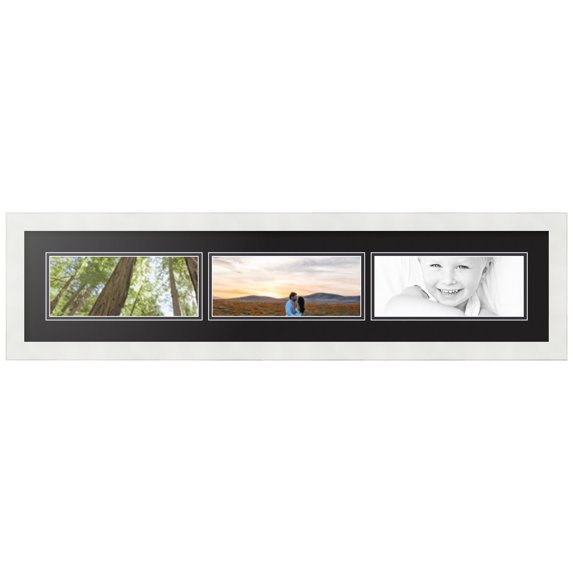 ArtToFrames Collage Photo Picture Frame with 3 - 4x10" Openings, Framed in White with Black Belt and Black Mats (CDM-3966-1560)