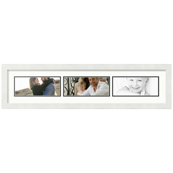 ArtToFrames Collage Photo Picture Frame with 3 - 4x10" Openings, Framed in White with Fabric White and Black Mats (CDM-3966-1560)