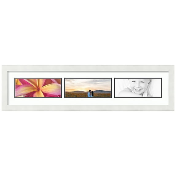 ArtToFrames Collage Photo Picture Frame with 3 - 4x10 Openings, Framed in White with Super White and Black Mats (CDM-3966-67)
