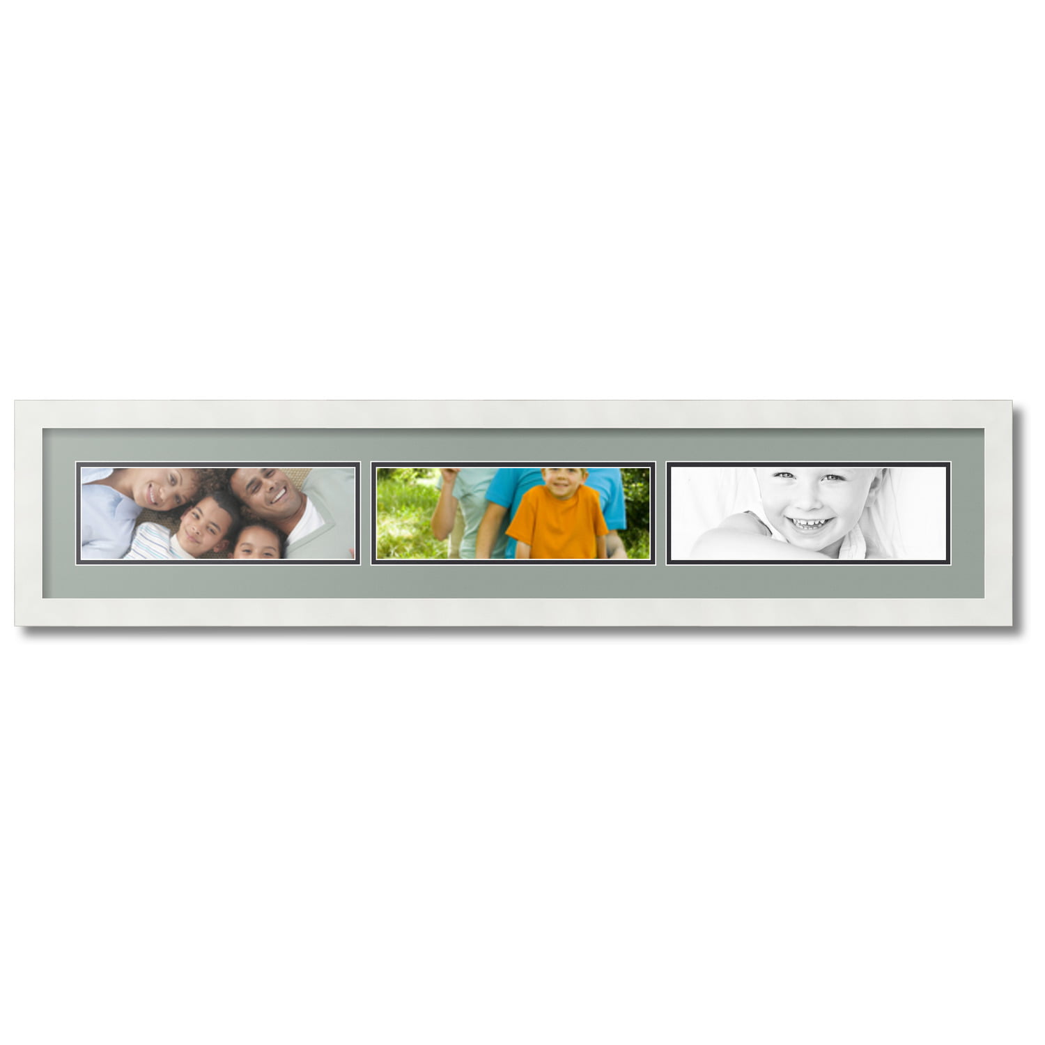 ArtToFrames Collage Photo Picture Frame with 3 - 4x10 Openings, Framed in  White with Red Orange and Black Mats (CDM-3966-67)