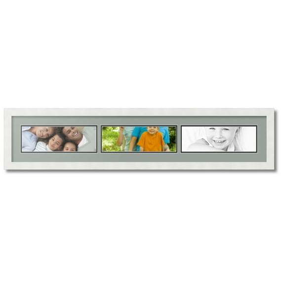 ArtToFrames Collage Photo Picture Frame with 3 - 4x12 Openings, Framed in White with Silverpine and Black Mats (CDM-3966-67)