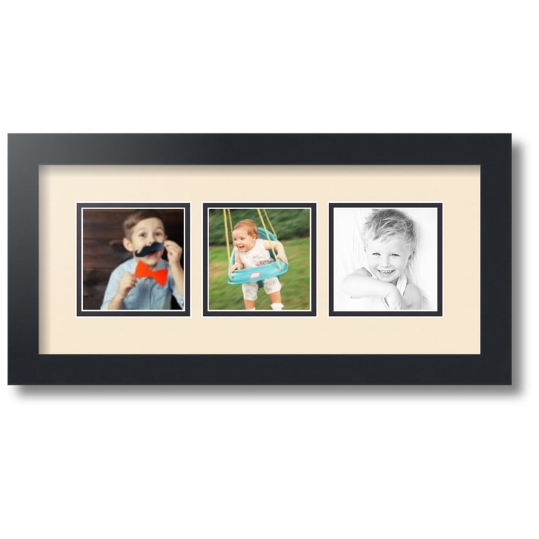 ArtToFrames 30 Opening Collage Photo Frame - Satin Black, Alabaster Mat, Holds 30 4x6 Pictures