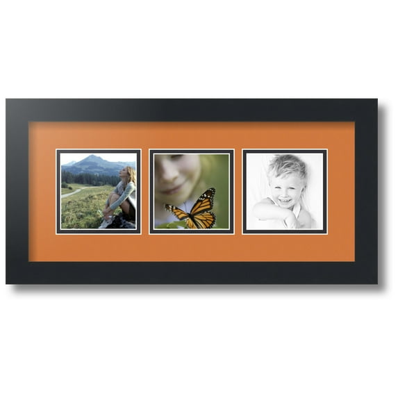 ArtToFrames Collage Photo Picture Frame with 3 - 4x4 Openings, Framed in Black with Octoberfest and Black Mats (CDM-3926-66)