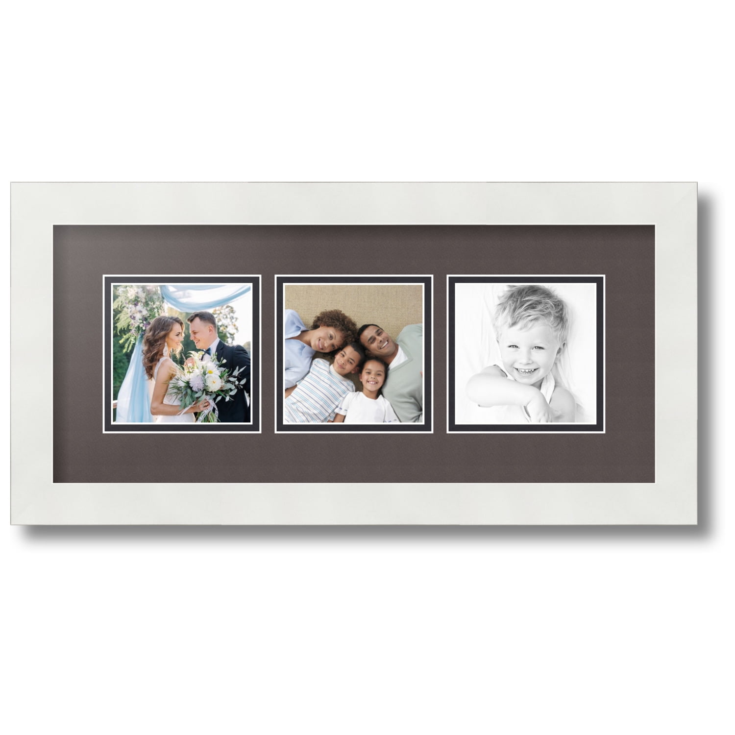 ArtToFrames Collage Photo Picture Frame with 3 - 4x4 Openings, Framed ...