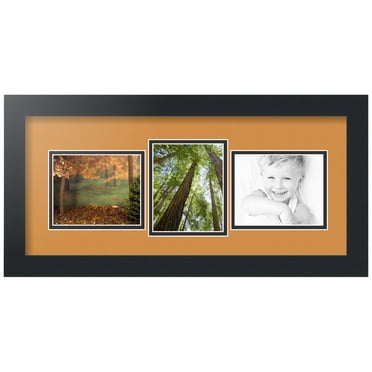 ArtToFrames Collage Photo Picture Frame with 3 - 4x5" Openings, Framed in Black with Amber and Black Mats (CDM-3926-210)