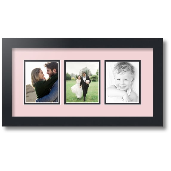 ArtToFrames Collage Photo Picture Frame with 3 - 4x5" Openings, Framed in Black with Hollyhock and Black Mats (CDM-3926-32)