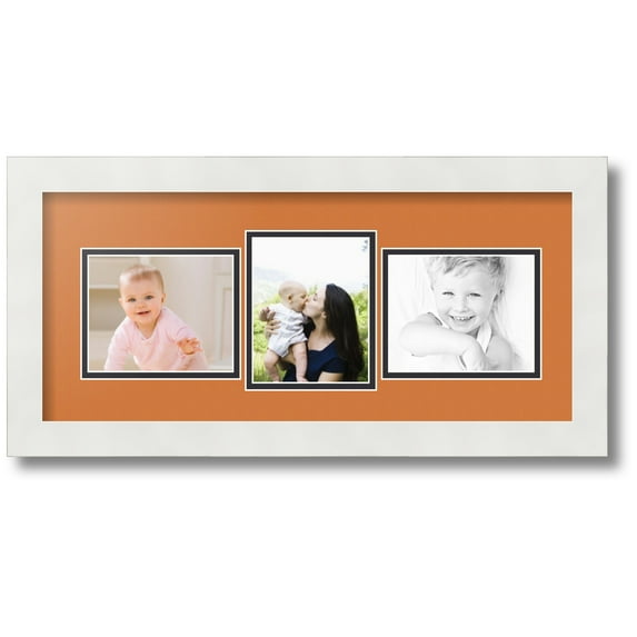 ArtToFrames Collage Photo Picture Frame with 3 - 4x5 Openings, Framed in White with Octoberfest and Black Mats (CDM-3966-99)