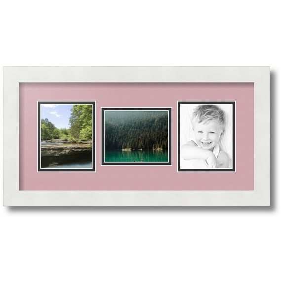 ArtToFrames Collage Photo Picture Frame with 3 - 4x5 Openings, Framed in White with Seashell and Black Mats (CDM-3966-70)