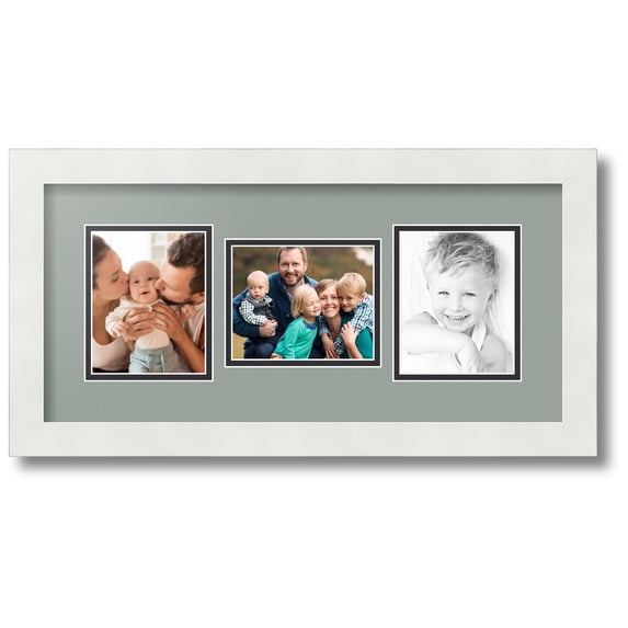 ArtToFrames Collage Photo Picture Frame with 3 - 4x5 Openings, Framed in White with Silverpine and Black Mats (CDM-3966-70)