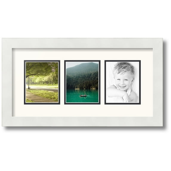 ArtToFrames Collage Photo Picture Frame with 3 - 4x5" Openings, Framed in White with White and Black Mats (CDM-3966-32)
