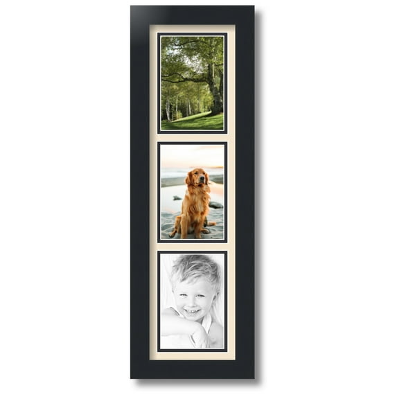 ArtToFrames Collage Photo Picture Frame with 3 - 4x6 Openings, Framed in Black with Alabaster and Black Mats (CDM-3926-9999)