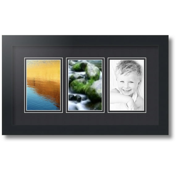 ArtToFrames Collage Photo Picture Frame with 3 - 4x6 Openings, Framed in Black with Black and Black Mats (CDM-3926-65)