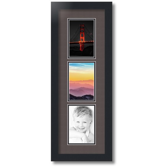 ArtToFrames Collage Photo Picture Frame with 3 - 4x6 Openings, Framed in Black with Chestnut and Black Mats (CDM-3926-73)