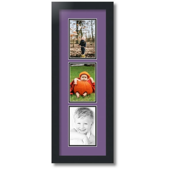 ArtToFrames Collage Photo Picture Frame with 3 - 4x6 Openings, Framed in Black with Grape and Black Mats (CDM-3926-73)