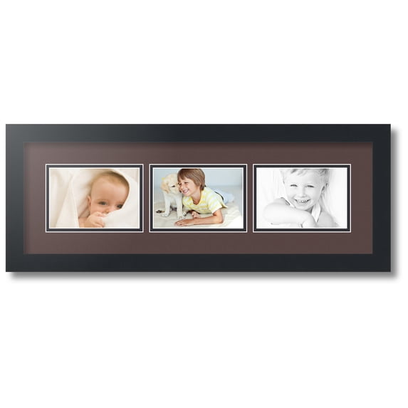 ArtToFrames Collage Photo Picture Frame with 3 - 4x6 Openings, Framed in Black with Peat and Black Mats (CDM-3926-67)