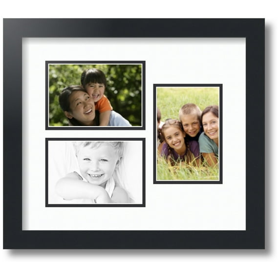ArtToFrames Collage Photo Picture Frame with 3 - 4x6 Openings, Framed in Black with Super White and Black Mats (CDM-3926-331)