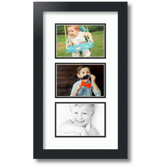 ArtToFrames Collage Photo Picture Frame with 3 - 4x6 Openings, Framed in Black with Super White and Black Mats (CDM-3926-901)