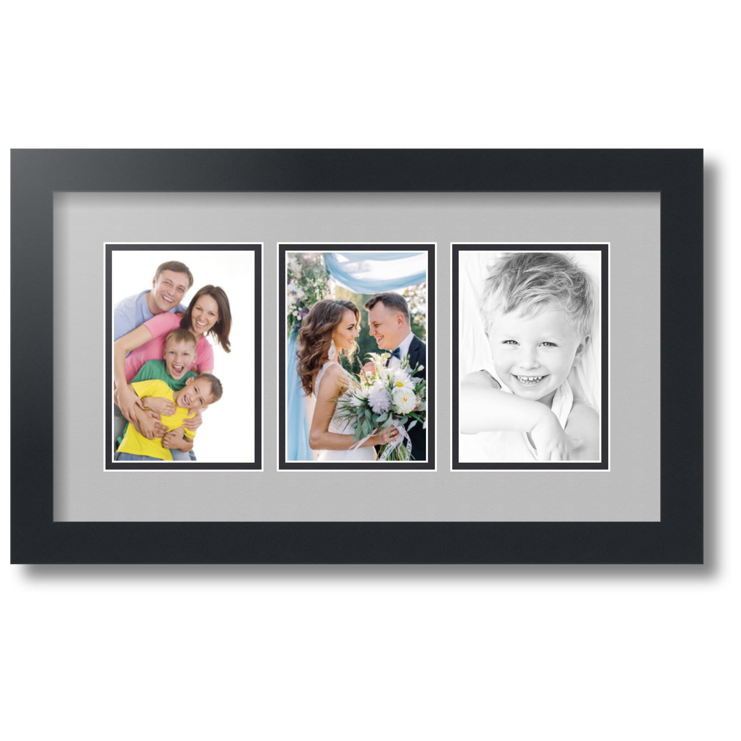 3 Opening Gray Angled 4 x 6 Collage Frame, Expressions™ by