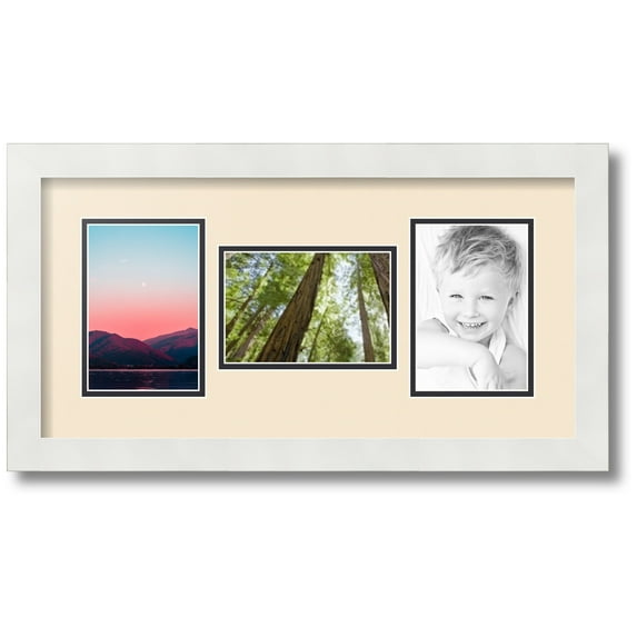 ArtToFrames Collage Photo Picture Frame with 3 - 4x6 Openings, Framed in White with Alabaster and Black Mats (CDM-3966-70)