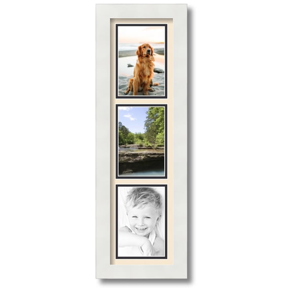 ArtToFrames Collage Photo Picture Frame with 3 - 4x6 Openings, Framed in White with Alabaster and Black Mats (CDM-3966-9999)