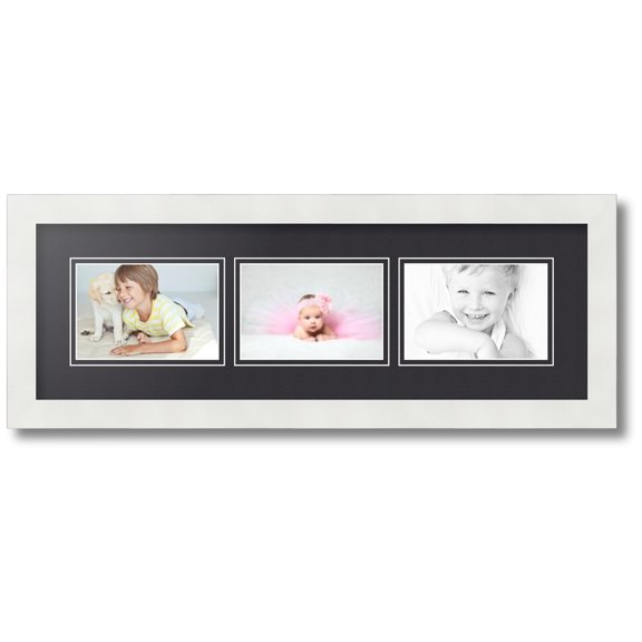 ArtToFrames Collage Photo Picture Frame with 3 - 4x6 Openings, Framed in White with Black and Black Mats (CDM-3966-67)