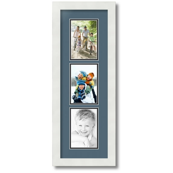ArtToFrames Collage Photo Picture Frame with 3 - 4x6 Openings, Framed in White with Dutch Blue and Black Mats (CDM-3966-73)