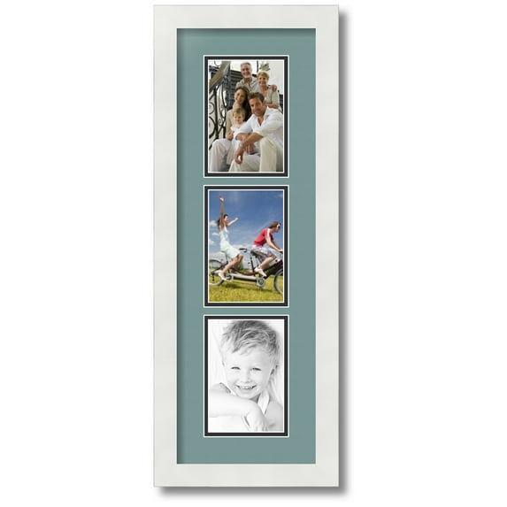 ArtToFrames Collage Photo Picture Frame with 3 - 4x6 Openings, Framed in White with Nile Green and Black Mats (CDM-3966-73)