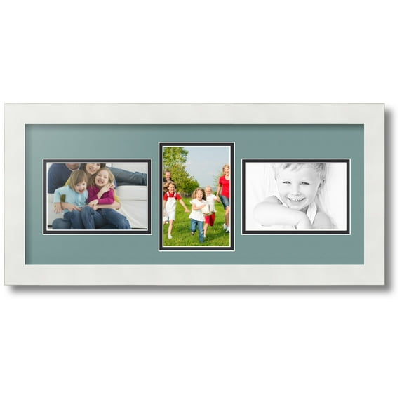 ArtToFrames Collage Photo Picture Frame with 3 - 4x6 Openings, Framed in White with Nile Green and Black Mats (CDM-3966-99)