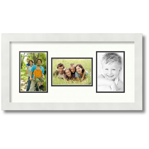 ArtToFrames Collage Photo Picture Frame with 3 - 4x6 Openings, Framed in White with Porcelain and Black Mats (CDM-3966-70)