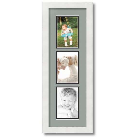ArtToFrames Collage Photo Picture Frame with 3 - 4x6 Openings, Framed in White with Silverpine and Black Mats (CDM-3966-73)