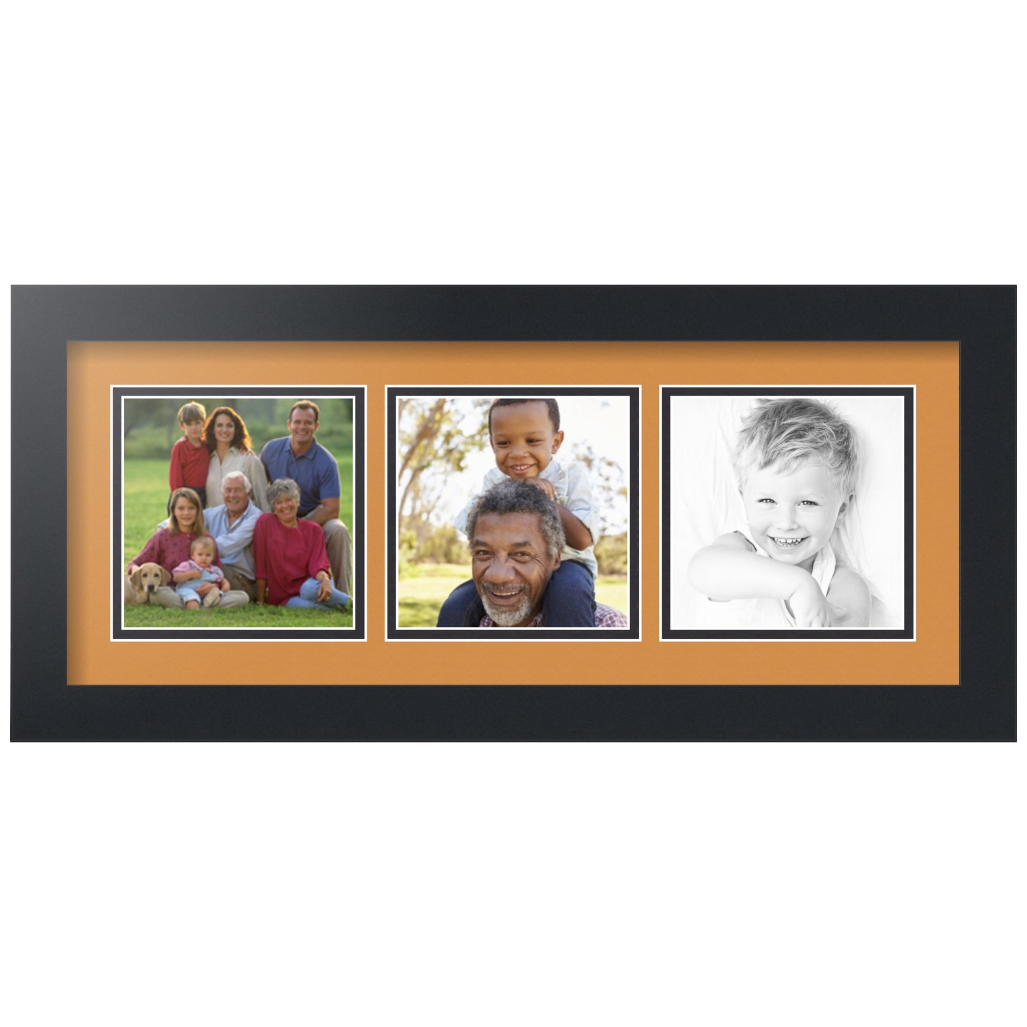 ArtToFrames Collage Photo Picture Frame with 3 - 4x6 Openings, Framed in Black with Midnight Blue and Black Mats (CDM-3926-331