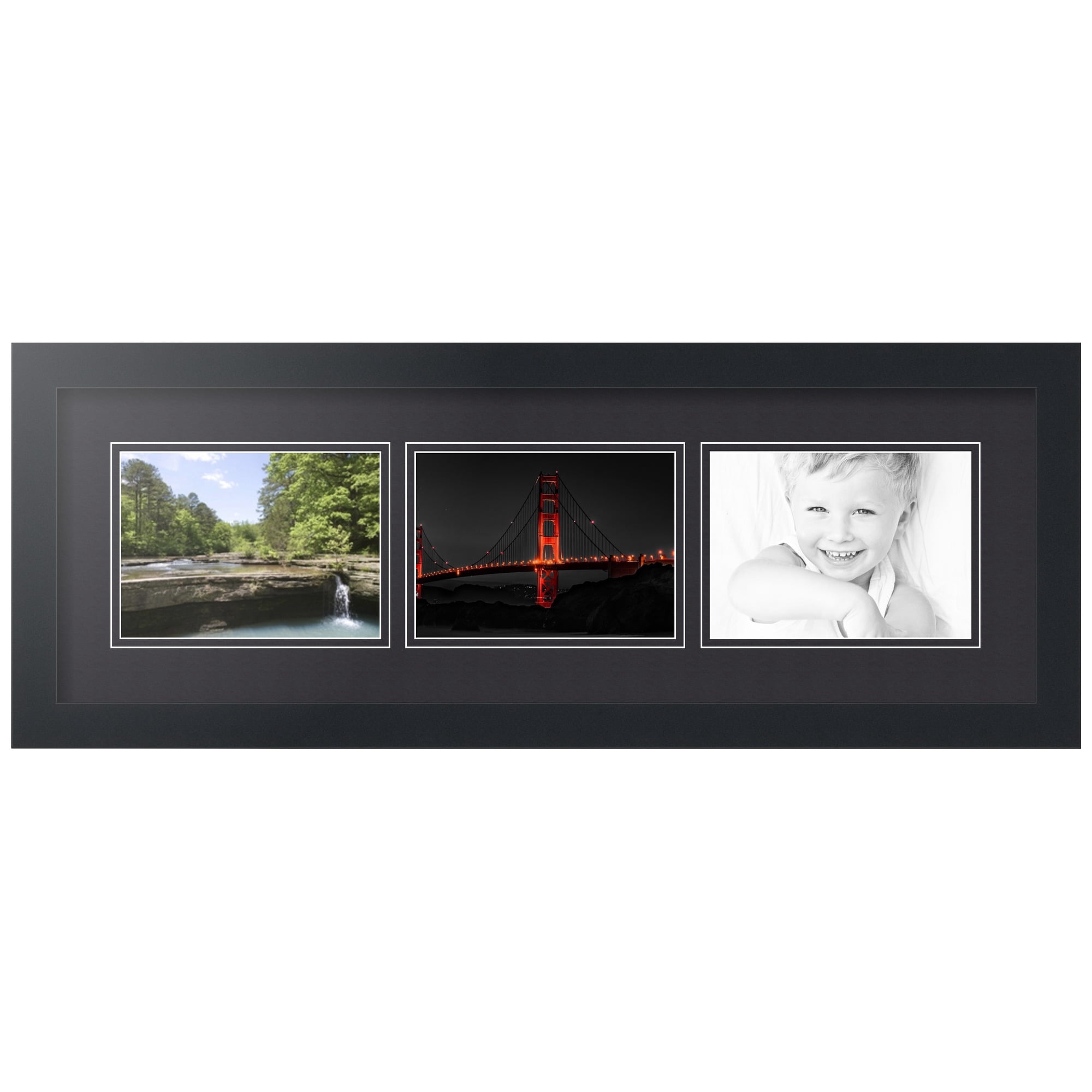 ArtToFrames Collage Photo Picture Frame with 3 - 5x7 Openings, Framed in Black with Black and Black Mats (CDM-3926-1052)